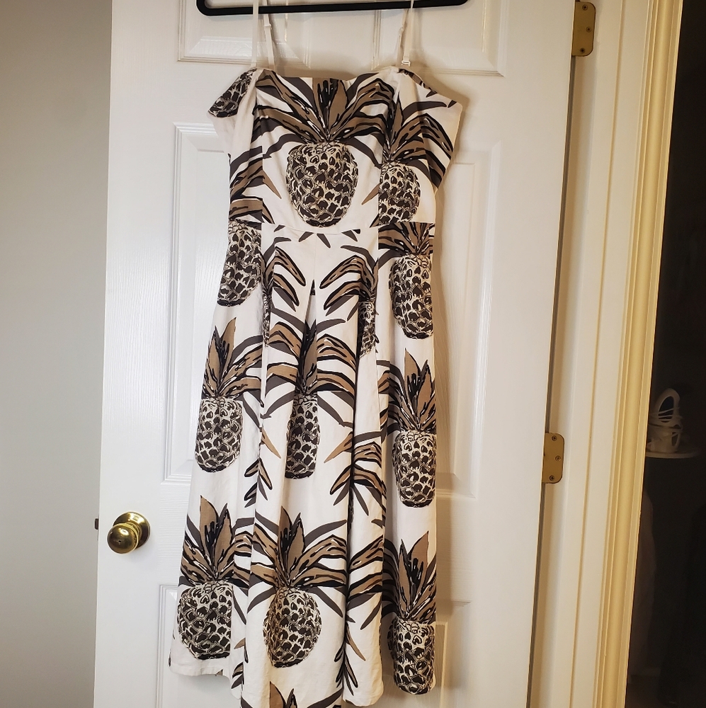 Eva Mendez, Size XL, sleeveless, thin strap Cotton whimsical, 🍍 midi dress